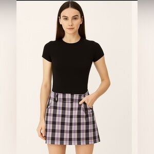 Cutter & Buck Golf Tennis Pickleball Women Purple Plaid Skort Skirt Short Size 8